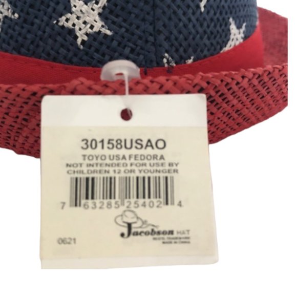 Jacobson STARS & STRIPES FEDORA w/RED GROSGRAIN BAND - Picture 7 of 7